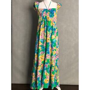 Emma & Michele Maxi Sundress Women's Large Floral Halter  NEW